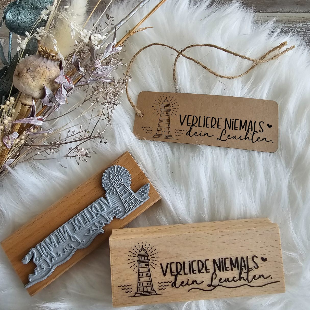 Stempel - Verliere niemals dein Leuchten - Holz Holzstempel Deko Freunschaft Geburtsag