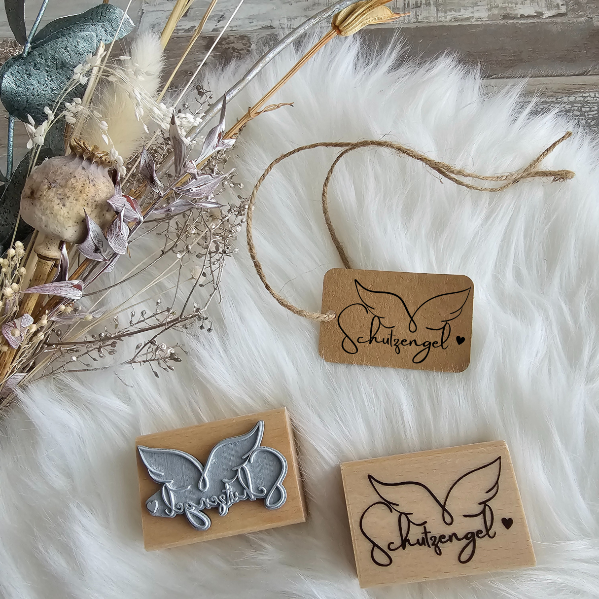 Stempel - Schutzengel - Holz Holzstempel Deko Engel