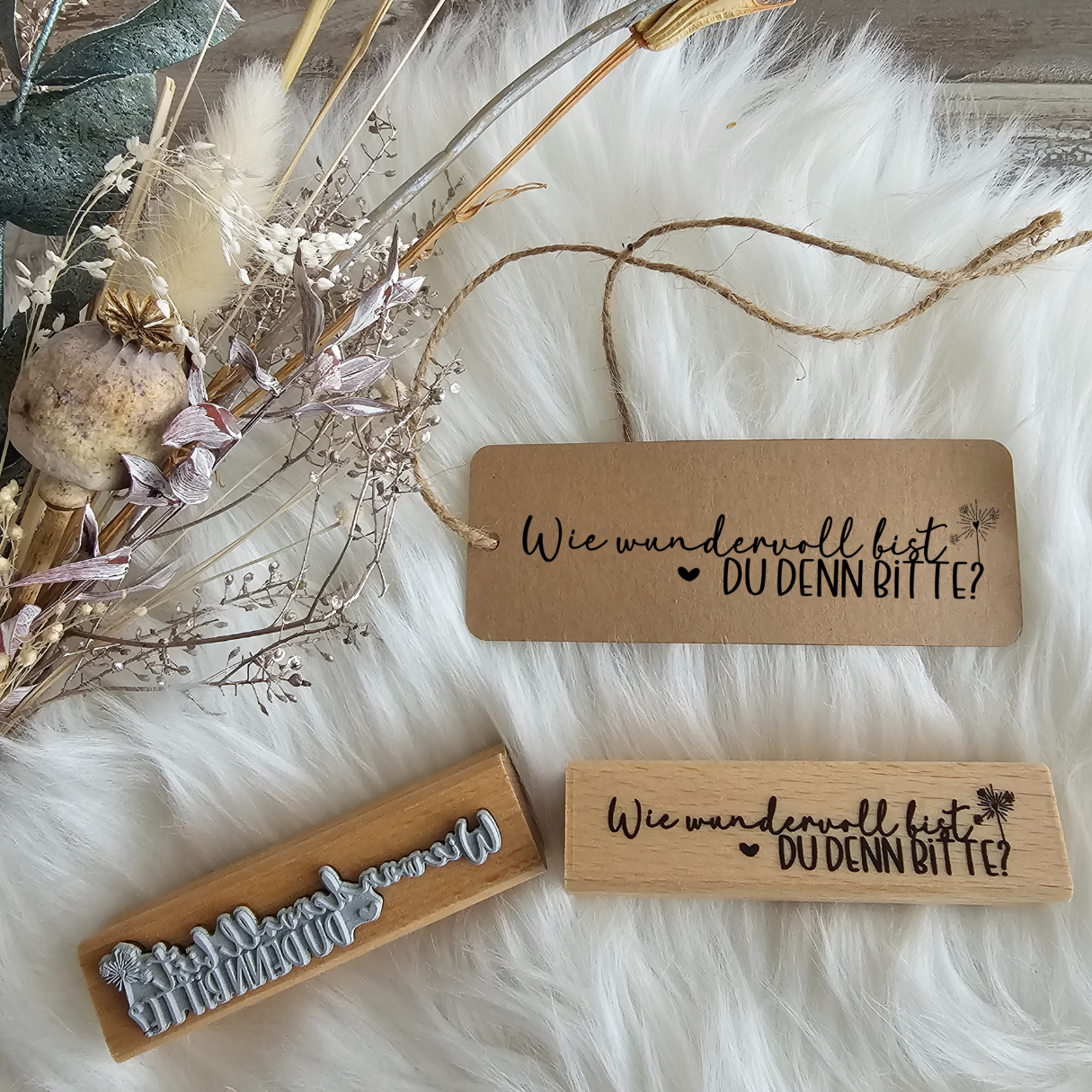 Stempel - Wie wundervoll bist du denn bitte? - Holz Holzstempel Deko Freundschaft Geburtstag Mitbringsel