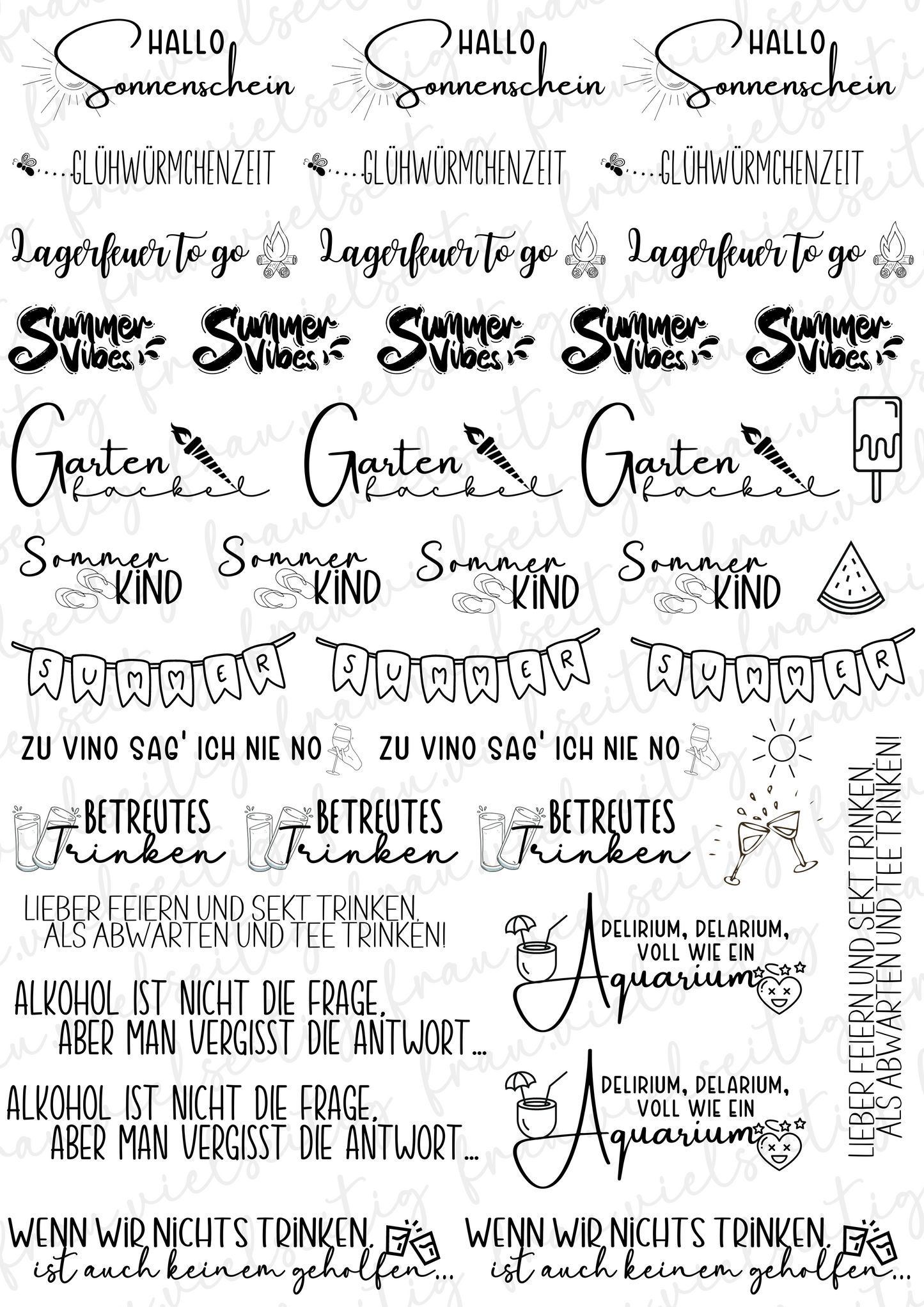 #K1 Summervibes Kerzenfolie - Kerzentattoos - A4 Bogen