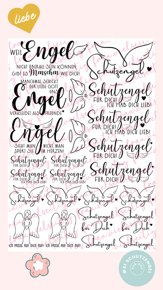 #41 Schutzengel RubOns - Rub-Ons - A4 Bogen Engel beschützen Schutz