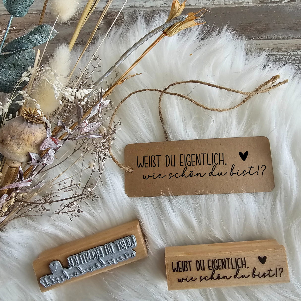 Stempel - Weißt DU eigentlich, wie schön DU bist !? - Holz Holzstempel Deko Freundschaft Mitbringsel