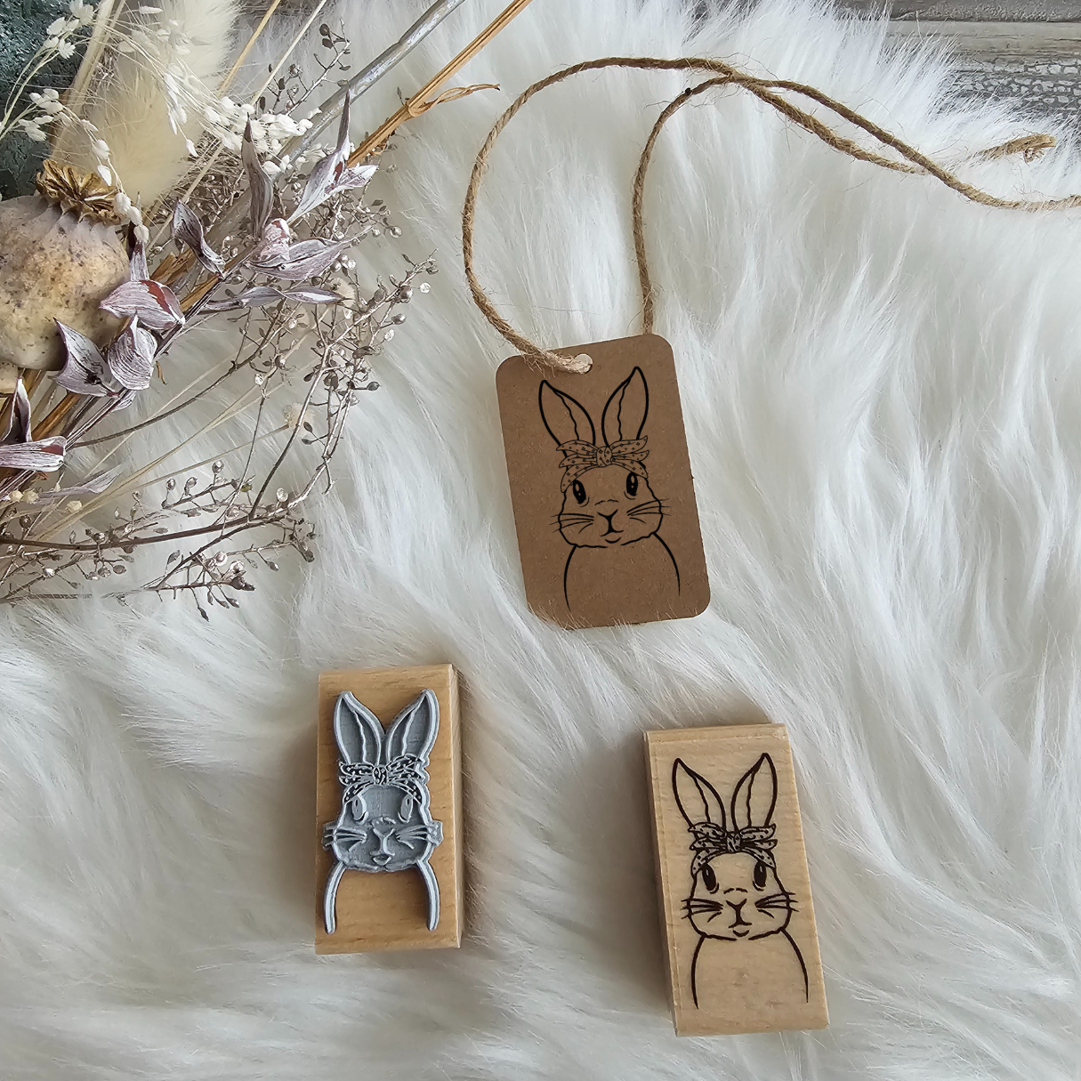 Stempel - HASENFRAU - Holz Holzstempel Deko Frohe Ostern Mitbringsel
