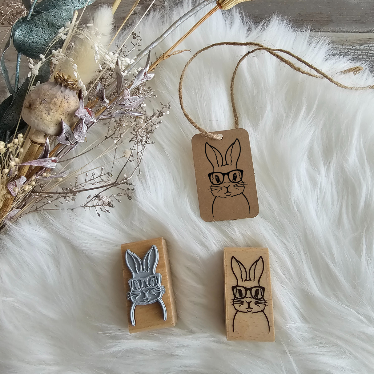 Stempel - HASENMANN - Holz Holzstempel Deko Frohe Ostern Mitbringsel