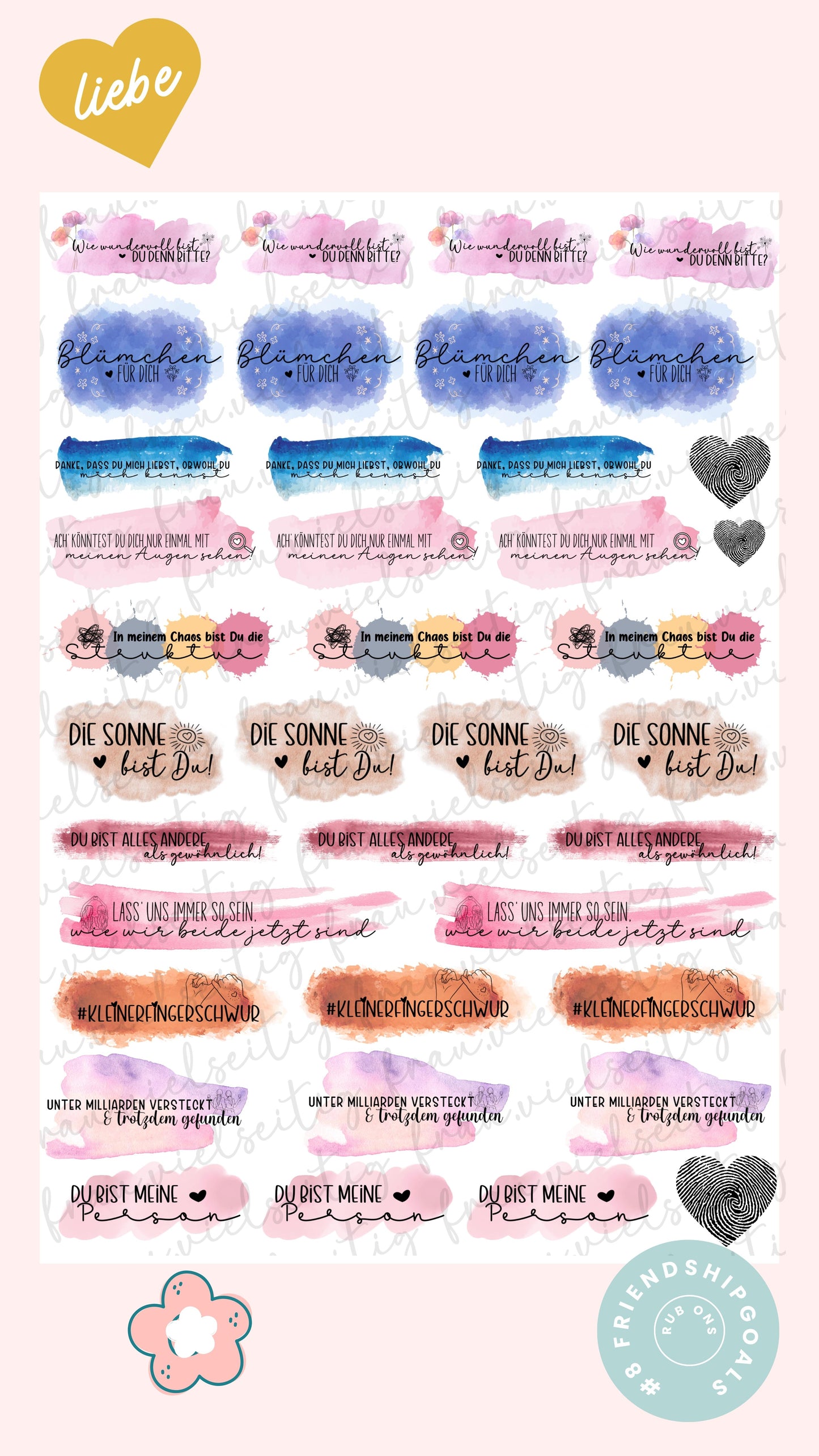 #8 FRIENDSHIPGOALS RubOns - Rub-Ons - A4 Bogen