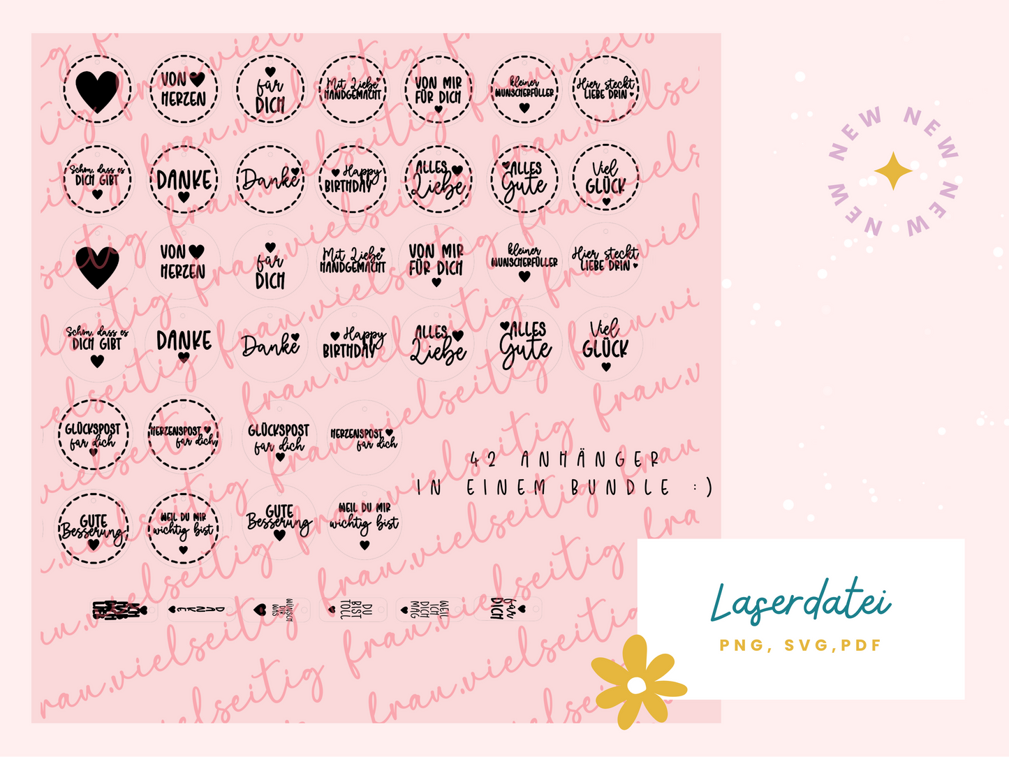 Laserdatei Anhänger Mitbringsel Geburtstag Alles Liebe Wunscherfüller Digitale Datei inkl. PDF Druckvorlage