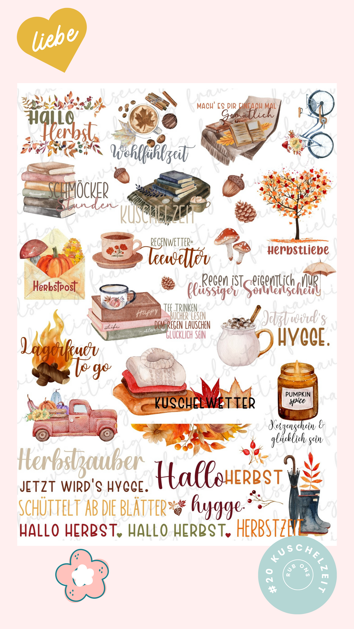 #20 KUSCHELZEIT RubOns - Rub-Ons - A4 Bogen - Herbst