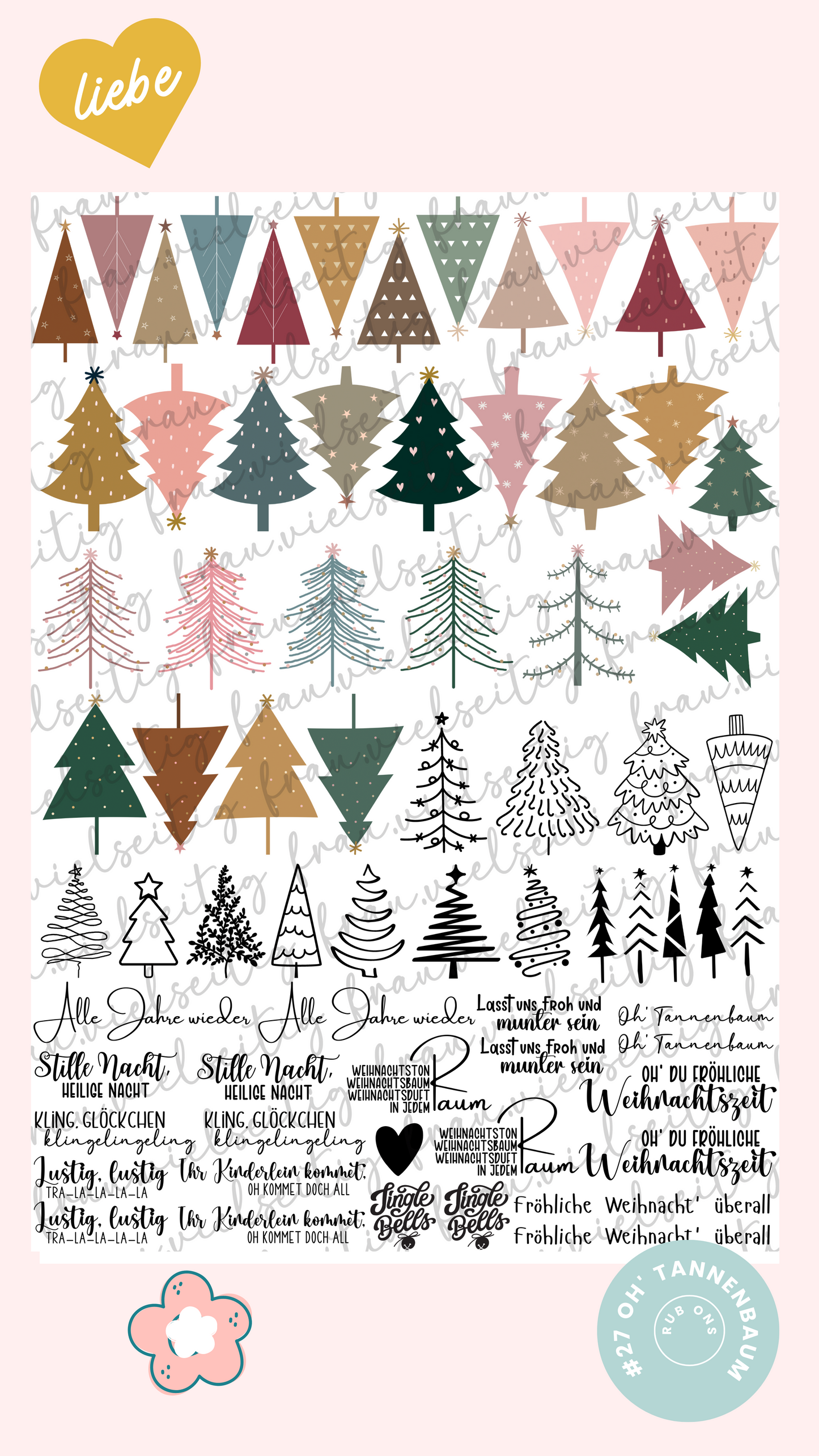 #27 OH' TANNENBAUM RubOns - Rub-Ons - A4 Bogen Winter - Weihnachten
