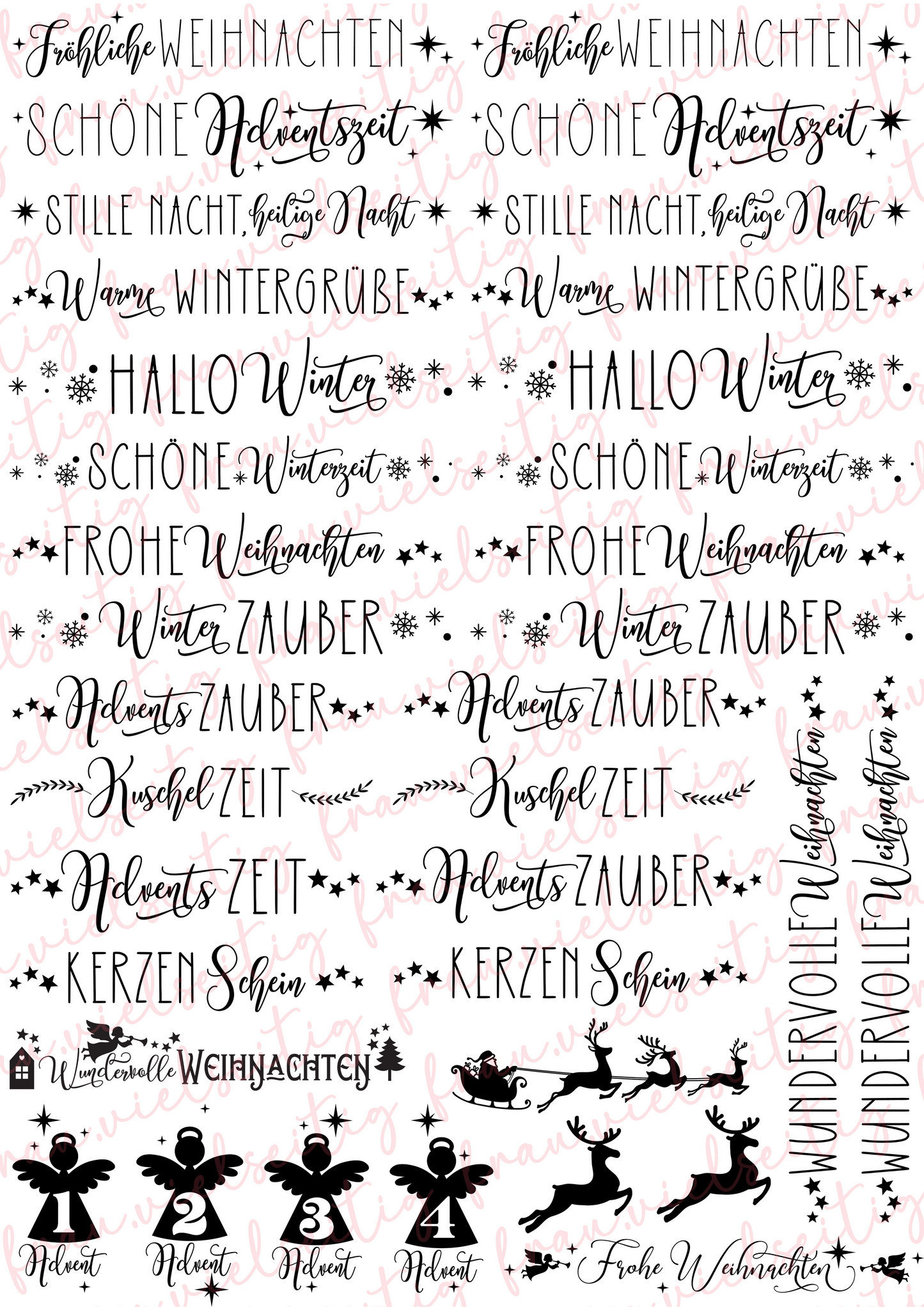 #K9 Winterzauber Kerzenfolie - Kerzentattoos - A4 Bogen - Weihnachten Advent