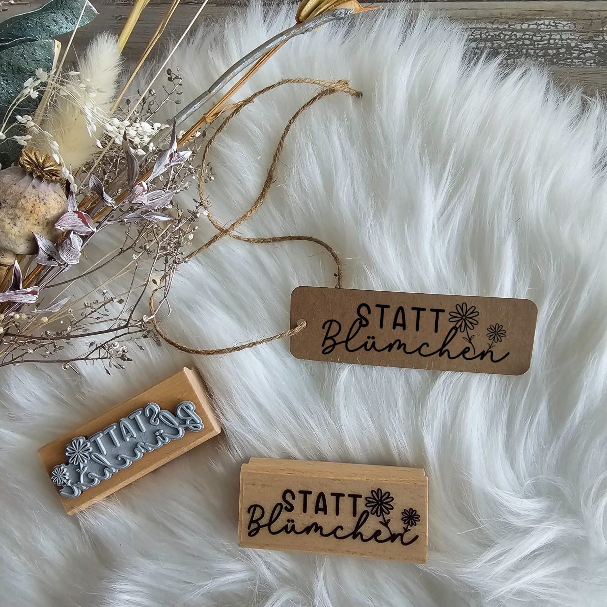 Stempel - Statt Blümchen - Holz Holzstempel Deko