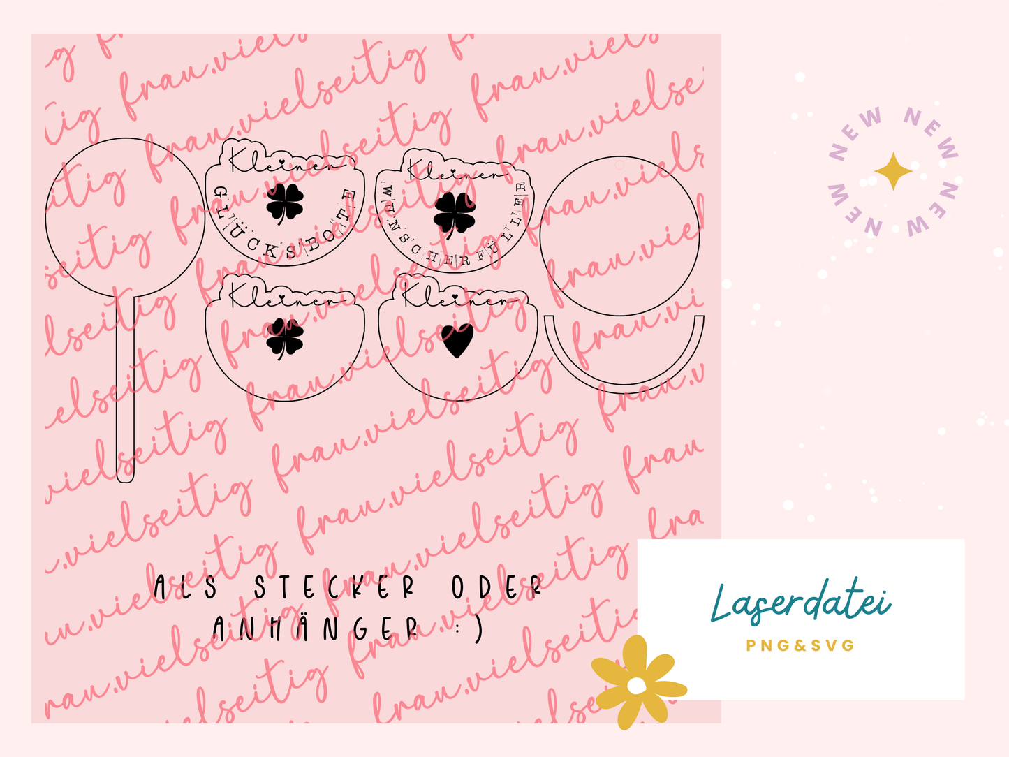 Laserdatei SVG Geldgeschenk Geschenk Wunscherfüller Glück Geschenkanhänger Blumenstecker Mitbringsel Digitale Datei Laser Cut