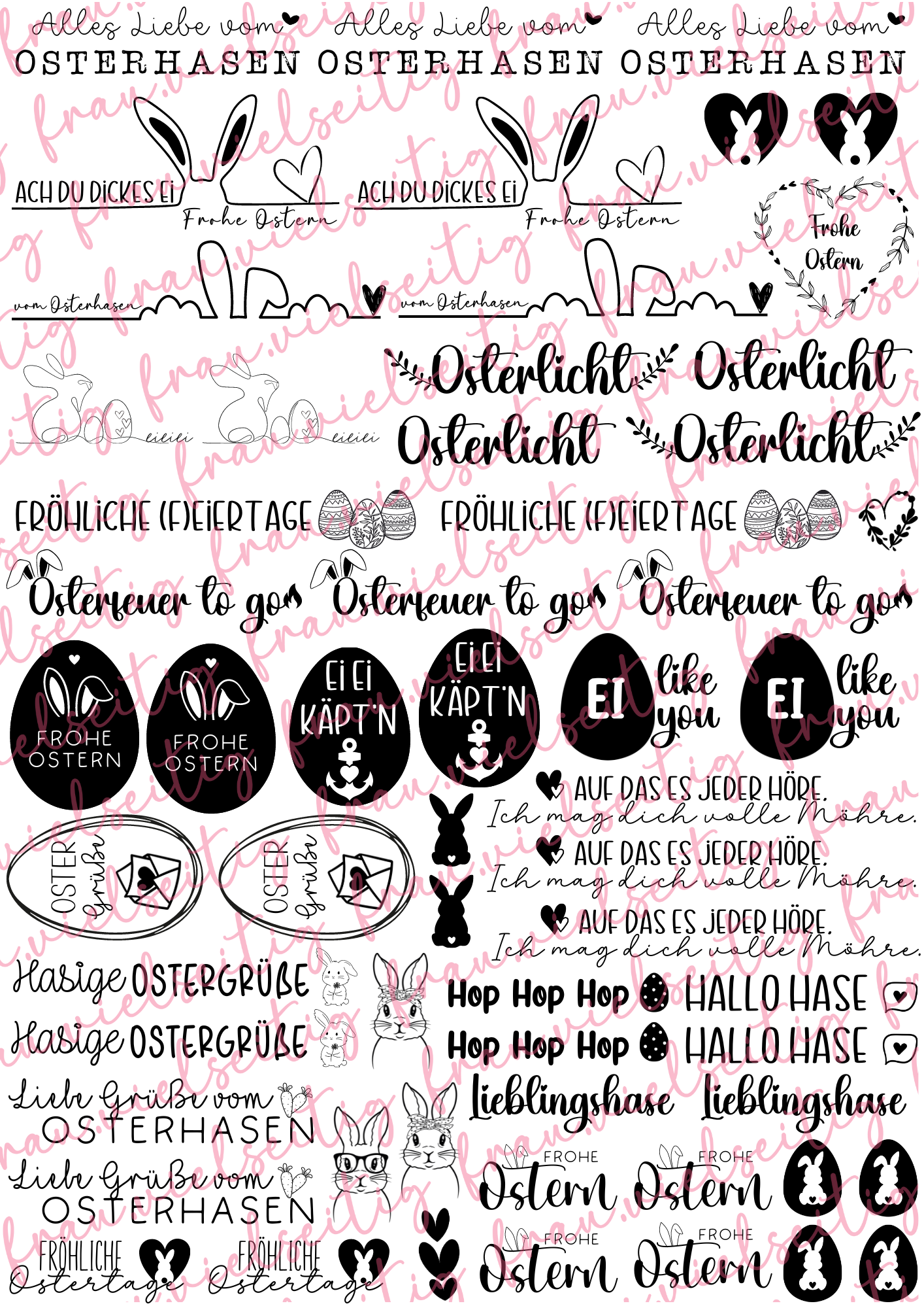 #K12 Kerzenfolie - Kerzentattoos - A4 Bogen - Frohe Ostern Hase Osterhase