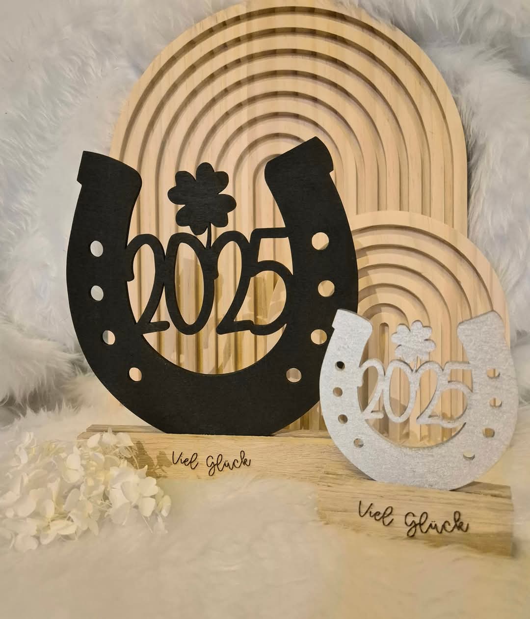 Laserdatei Glücksbringer Silvester 2026 Hufeisen Mitbringsel Geschenk Digitale Datei