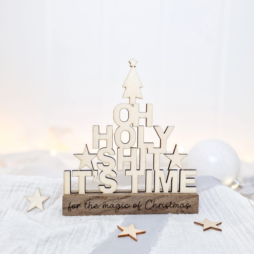 Laserdatei Oh Holy Shit Weihnachten Christmas Weihnachtbäume Tannenbaum Klötzchen Digitale Datei
