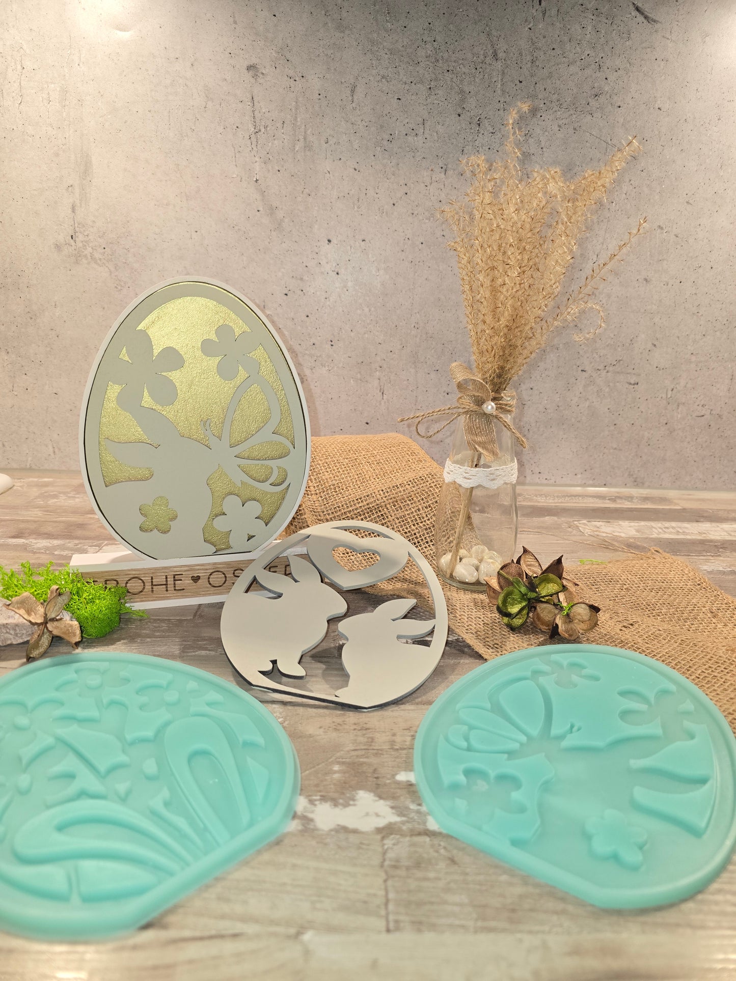 Silikonform Ei Frohe Ostern Wechselsystem Klötzchen Osterhase