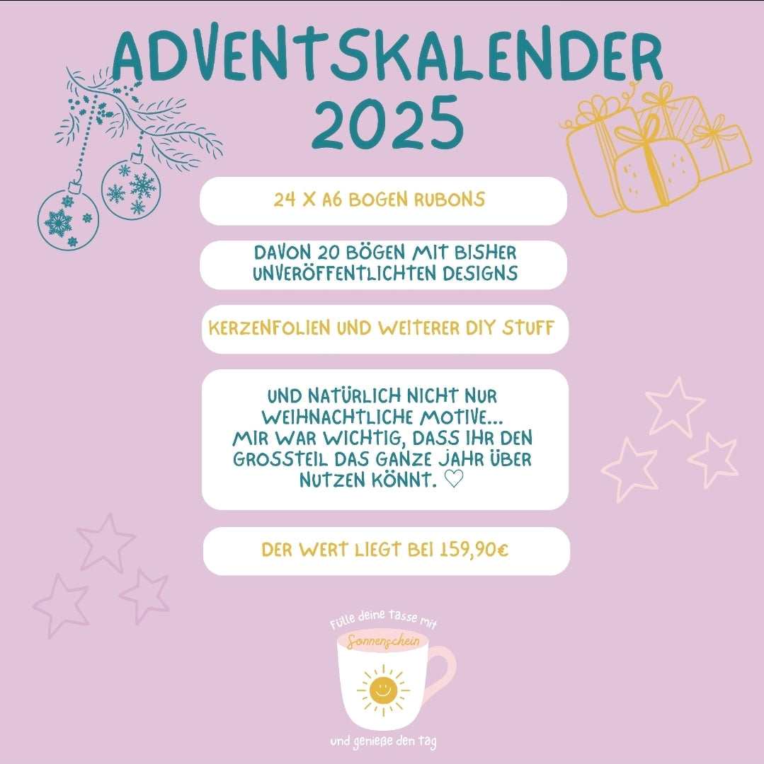 Adventskalender 2025 RubOns Kerzenfolie Weihnachten