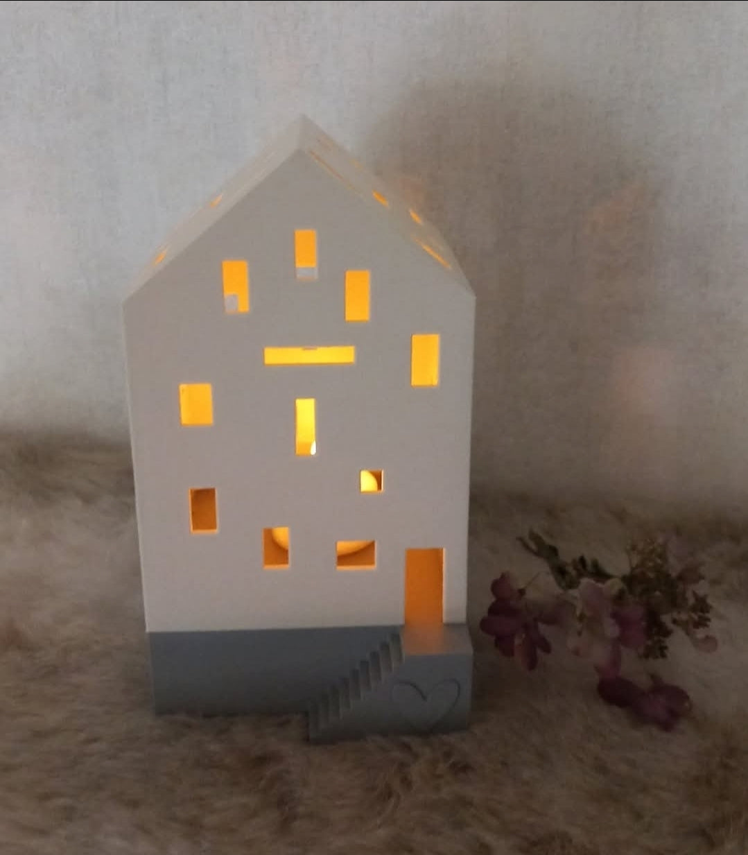 Lichterhaus mit Treppe 3D Druck Datei STL 3mf Geschenk Deko Lampe Mitbringsel