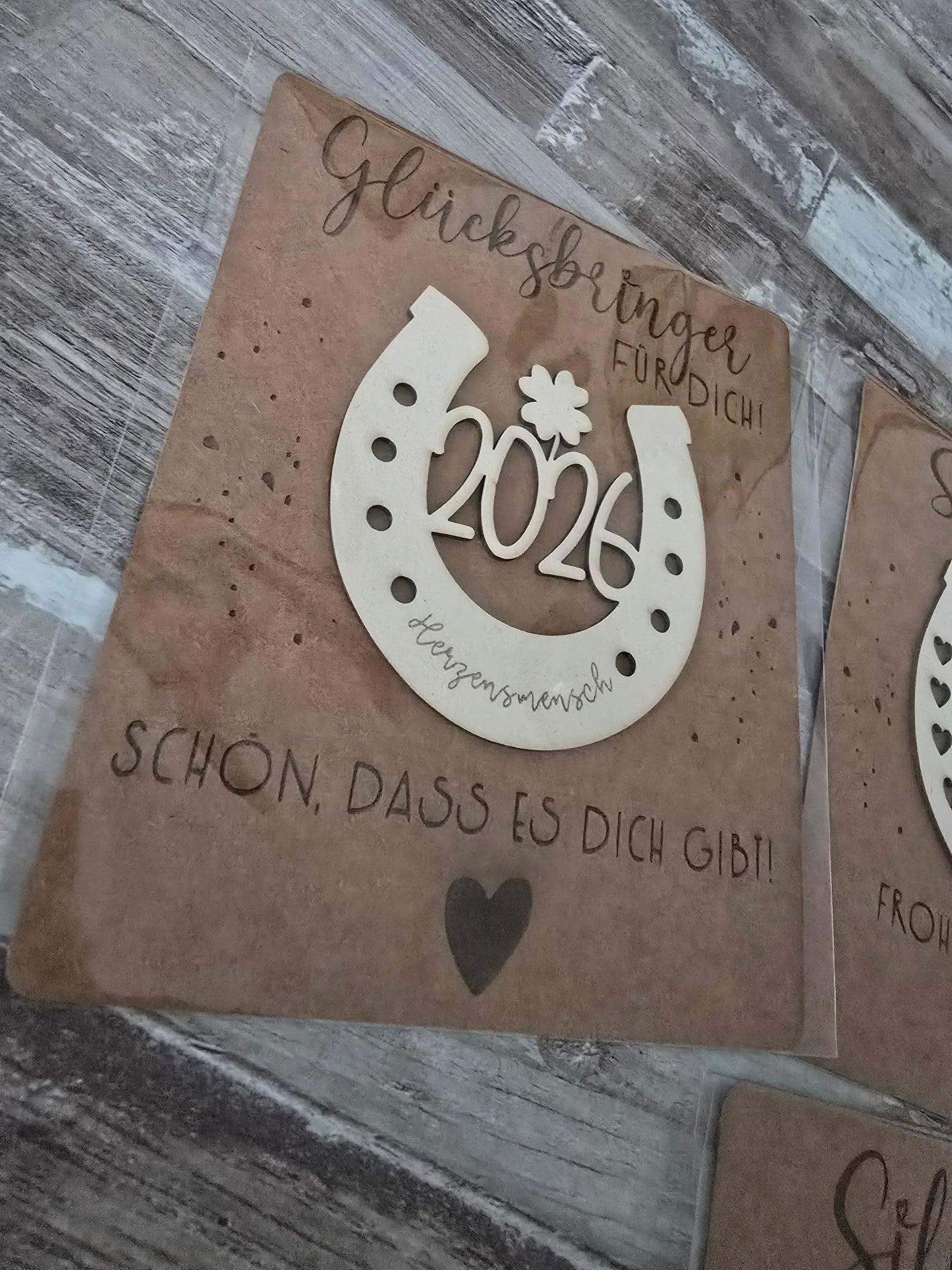 Laserdatei Glücksbringer Silvester 2026 Hufeisen Mitbringsel Geschenk Digitale Datei