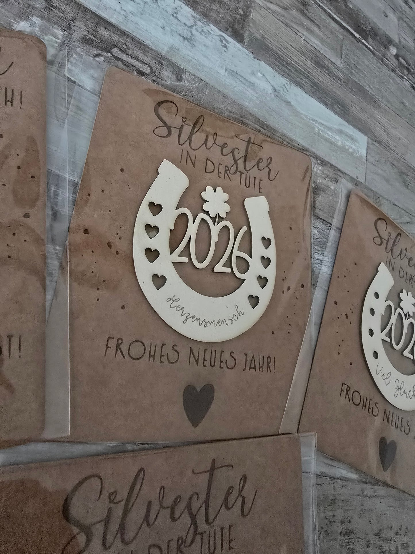 Laserdatei Glücksbringer Silvester 2026 Hufeisen Mitbringsel Geschenk Digitale Datei