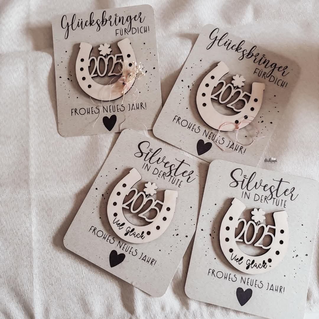 Laserdatei Glücksbringer Silvester 2026 Hufeisen Mitbringsel Geschenk Digitale Datei