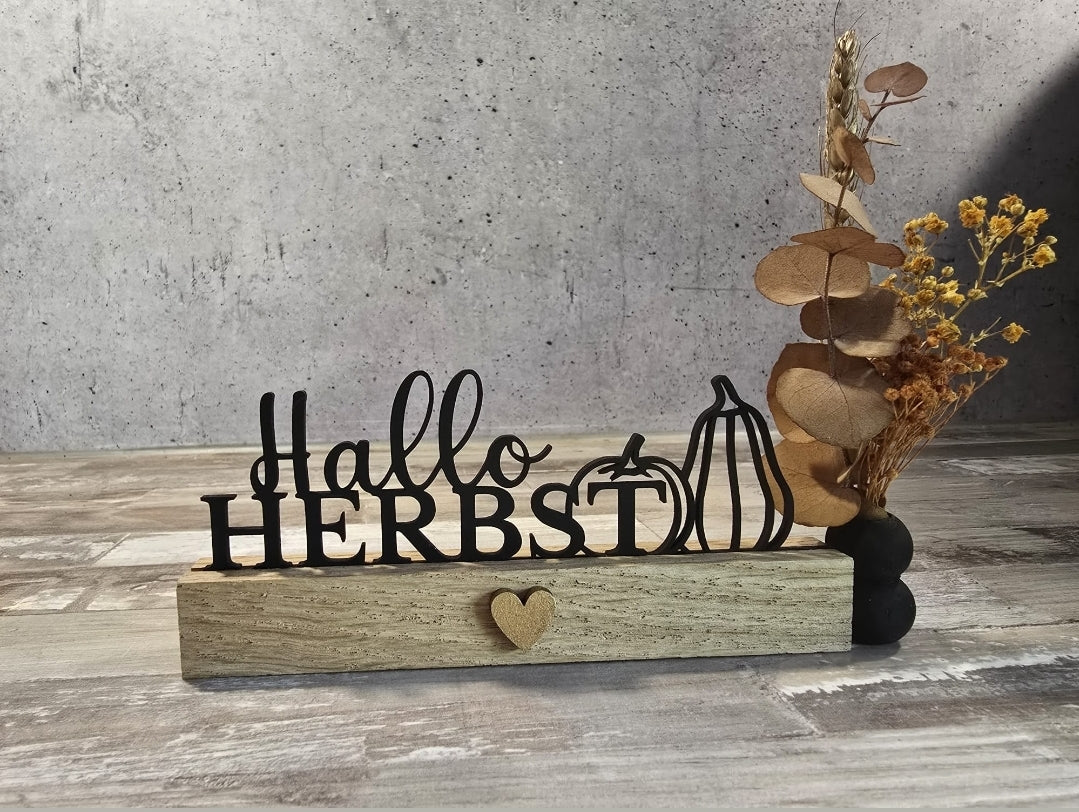 Hallo Herbst für Klötzchen Laser Datei svg Geschenk Deko Mitbringsel Freundschaft Familie Kürbis