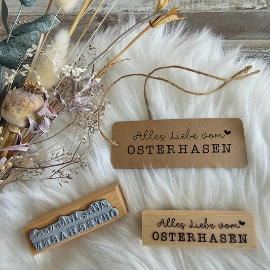 Stempel - ALLES LIEBE VOM OSTERHASEN - Holz Holzstempel Deko Frohe Ostern Mitbringsel