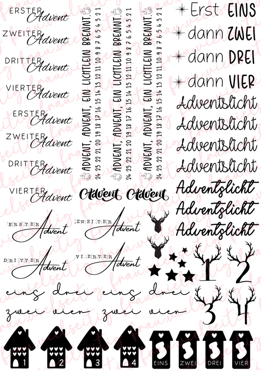 #K8 Adventslicht Kerzenfolie - Kerzentattoos - A4 Bogen - Weihnachten Advent