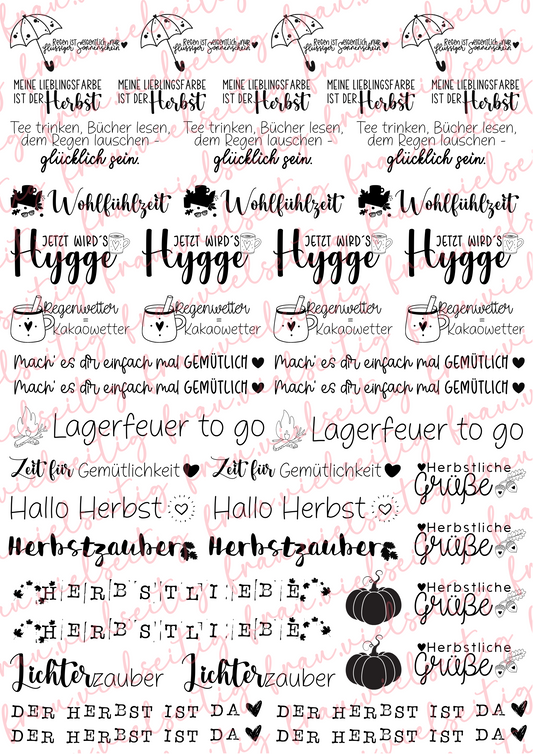 #K7 Herbstzauber Kerzenfolie - Kerzentattoos - A4 Bogen - Herbst