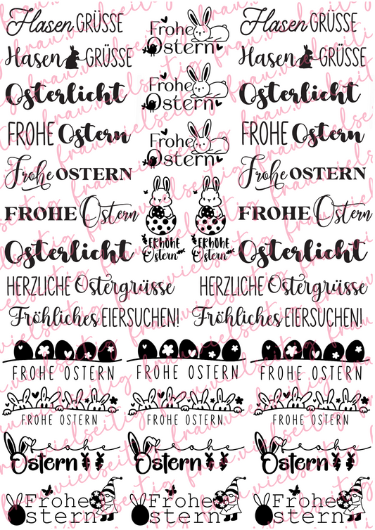 #K13 Kerzenfolie - Kerzentattoos - A4 Bogen - Frohe Ostern Hase Osterhase Ostergrüße