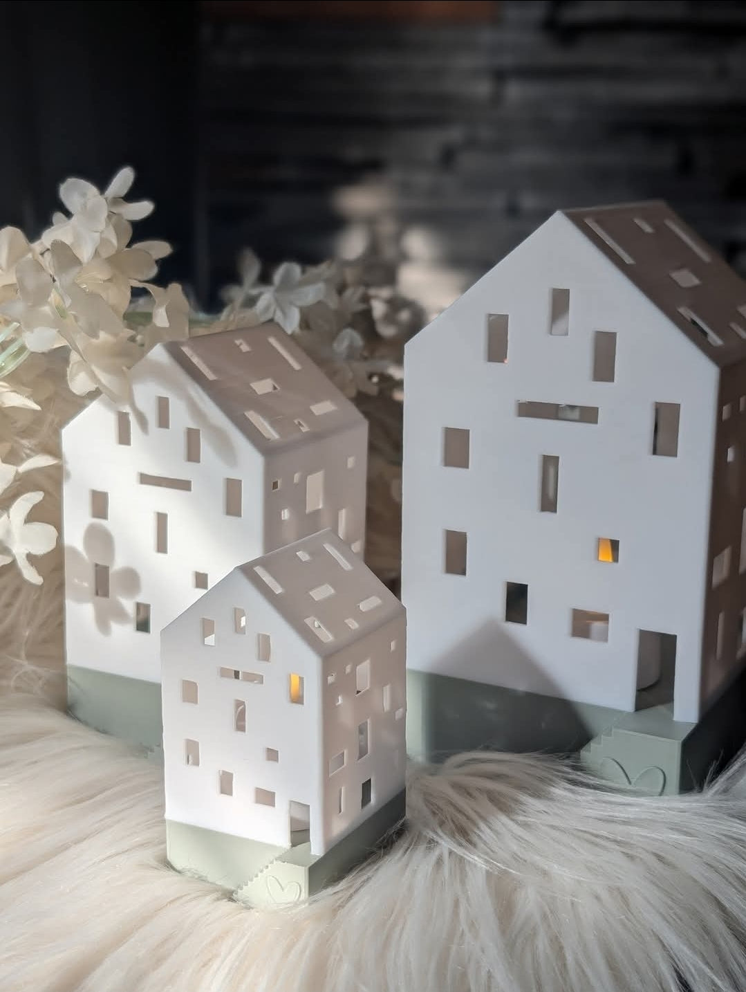 Lichterhaus mit Treppe 3D Druck Datei STL 3mf Geschenk Deko Lampe Mitbringsel