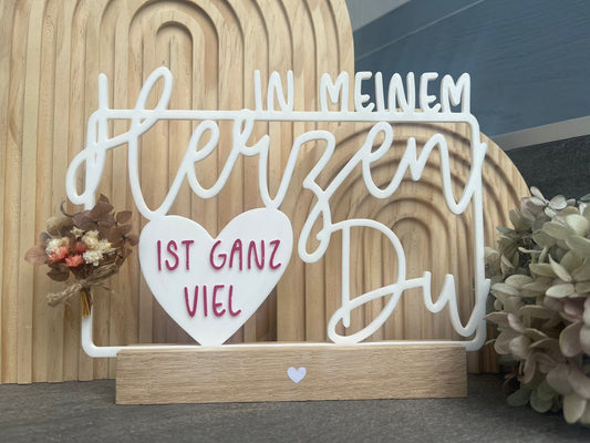 In meinem Herzen ist ganz viel Du für Klötzchen 3D Druck Datei STL 3mf Geschenk Deko Mitbringsel Freundin Ehe Familie